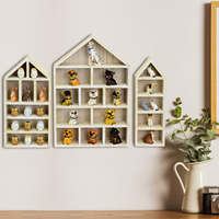Étagère murale en bois en forme de maison pour figurines, petite boîte de rangement suspendue, vitrine de présentation