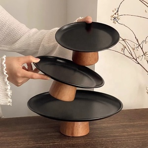 Luxury Black Stainless Steel Fruit <strong>Candy</strong> Plate Wedding Restaurant Hotel Decorative Dessert Cake Display Stand <strong>Tray</strong> - Product Image 5
