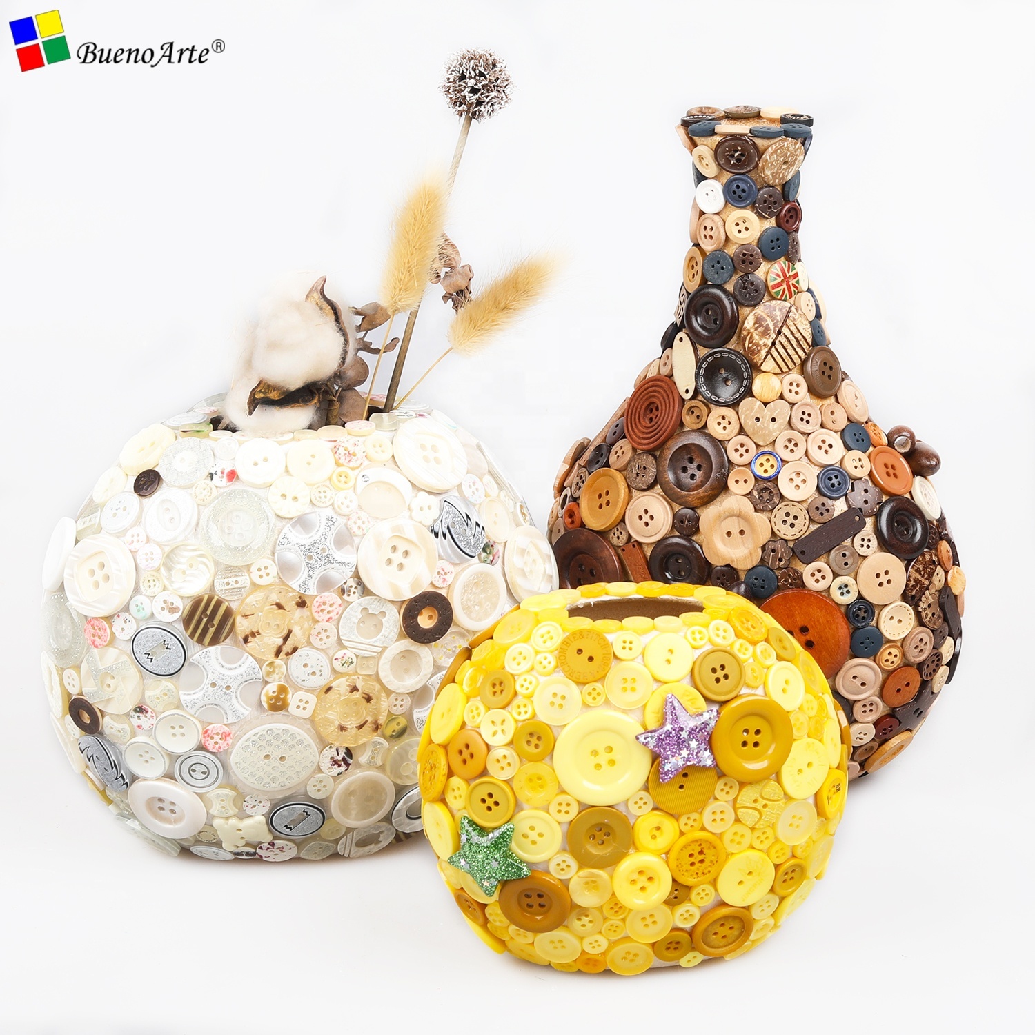 ZoneYan – Kit De Vase Créatif En Boutons Et Fleurs En Feutre, Activité Manuelle Enfant 6 Ans+, Bricolage