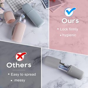 กล่องเก็บยาสีฟันแบบพกพาสองชิ้น ปิดผนึกอย่างดี เป็นมิตรกับสิ่งแวดล้อม สำหรับขายส่ง แฟชั่น ท่องเที่ยว พร้อมที่ใส่แก้วน้ำยาบ้วนปากคู่ - Product Image 2