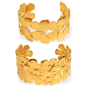 European American Style 18K Gold Plated Titanium Steel <b>Bracelet</b> Butterfly Shape <b>Adjustable</b> Opening Women's Fashion Bangle - Product Image 4