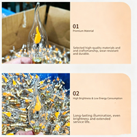 Ampoule LED C35 en forme de bougie, culot E12/E14, blanc chaud, pointe de flamme en verre transparent, ampoule décorative pour l'éclairage domestique de Noël et des fêtes