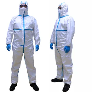 Type 4/5/6 Heat Sealed Tape Seam Disposable Microporous PPE Coverall Non-Woven Protection Coveralls with Hood Without Boot