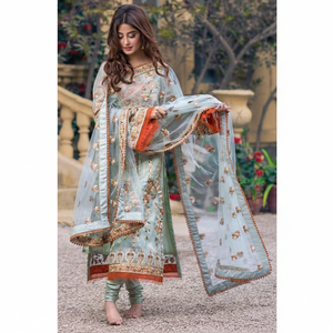 Fabolous ชุดเดรสสนามหญ้า3ชิ้น,ชุดสูทสไตล์ปากีสถานสำหรับสุภาพสตรีเครื่องใช้สำหรับฤดูหนาวสินค้าใหม่ - Product Image 1