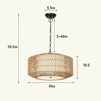 Transfrontalier pour Amazon Simple American Farmhouse E26 Suspension Style Bohème Tissé À La Main Rotin Taille Moyenne Suspendue