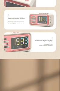 Xách Tay Thông Minh Loa Không Dây Sáng Tạo Retro Đa Chức Năng LED Màu Hiển Thị Kỹ Thuật Số Đồng Hồ Đồng Hồ Báo Thức Máy Tính Để Bàn Loa Nhỏ - Product Image 5