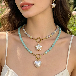 Collier artisanal en acier inoxydable 316L avec perles pastorales et breloque papillon cœur en perle d'imitation baroque pour femme - Product Image 4