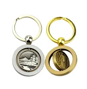 China Factory Custom Good Crafts 14 Years Keychain Making Supplies Spinning Coin Holder Keychain
