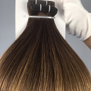 โรงงานขายส่งผมแท้คุณภาพสูงแบบธรรมชาติ Remy European Single Double Drawn P T P+T ผมแท้รัสเซีย Genius Weft ต่อผม - Product Image 2