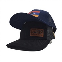 Casquette Trucker 112 de haute qualité avec patch en cuir personnalisé, faible MOQ, tactique, pour activités de plein air, pêche et chasse, dos en maille, fermeture snapback