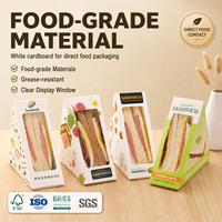 Boîtes à sandwich jetables en carton blanc de qualité alimentaire avec fenêtre transparente, logo personnalisé, forme triangulaire, pour emporter, boulangerie, emballage OEM
