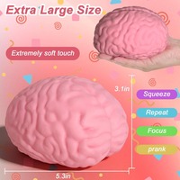 Jouet Squishy Cerveau Géant Viral Rose Réaliste, Jouet à Presser Surdimensionné pour Farces, Cadeau Amusant, Anti-Stress pour Adultes