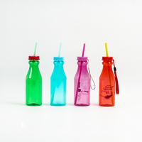 Bouteille d'eau en plastique Tritan givré transparent de 500 ml avec logo personnalisé pour enfants, avec paille, pour boissons gazeuses