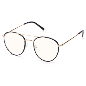 Lunettes de vue anti-lumière bleue grises à monture ronde complète, style rétro unisexe, montures métalliques, modèle 9007 - Product Image 1
