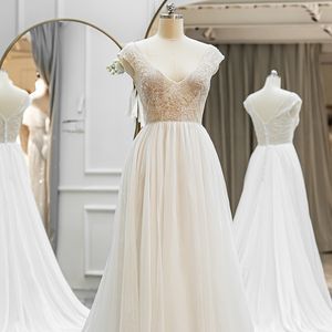 Guest Vintage V-cuello perlas vestidos de novia para mujer Jancember RL238 - Product Image 2