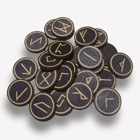 Wiccan Runes Set pour la méditation Autel & Divination Poli Sculpture sur bois & Alchimie Guérison Décor à la maison Assistant Rune Props