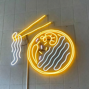 ป้ายไฟนีออนรูปชามราเมน สีเหลืองขาว LED ทรงกลม สำหรับโฆษณา แสงวอร์มไวท์ 2700K ระดับ IP65 - Product Image 3