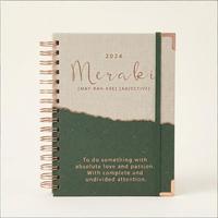 Carnet spirale personnalisé or rose avec impression, planificateur d'affirmations positives, organisateur mensuel, carnet à onglets, couverture rigide