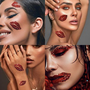 <span class=keywords><strong>Labios</strong></span> rojos grandes tatuajes temporales <span class=keywords><strong>beso</strong></span> pegatinas para cara y cuerpo impermeable vibrante para el Día de San Valentín bodas cumpleaños fiesta - Product Image 5