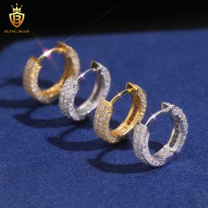 Sıcak Fırsat GRA Buzlu Mozanit Pırlanta Küpe 925 Ayar Gümüş Mozanit Küpe Hiphop Tarzı Pırlanta Testinden Geçti ABD Stokları - Product Image 4