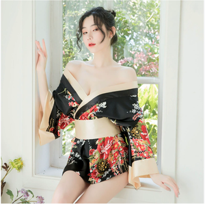 Lingerie Kimono <span class=keywords><strong>Geisha</strong></span> <span class=keywords><strong>Sexy</strong></span>, Robe à Décolleté Profond, Costume de Cosplay, Vêtements de Nuit Intimes, Robe de Nuit Orientale pour Femmes - Product Image 2
