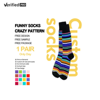 Haute qualité personnalisé femmes drôle chaussettes unisexe coloré fou rayure robe chaussettes femmes heureux drôle chaussettes