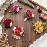 Buket Pengantin Mini G206, Boutonniere Pengantin Pria, Dekorasi Boho, Buket Bunga Kering Mini, Corsage Pergelangan Tangan, Bunga Pernikahan