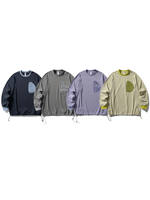 T-shirt unisexe à manches longues coupe ample printemps-automne, anti-humidité, blocs de couleur, poche, ourlet ajustable, haut pour homme pour activités de plein air – Grande Vente