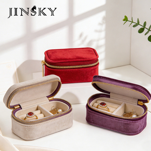 Luxury Velvet Portable Travel Jewelry <b>Box</b> <b>Mini</b> Organizer For Earrings Rings Necklaces - Product Image 2