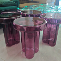 Table basse en verre moderne de haute qualité, table d'appoint ronde en verre soufflé à la main, style Art déco, table d'angle et de côté minimaliste pour salon