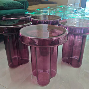 طاولة قهوة زجاجية عصرية عالية الجودة، طاولة دائرية منفوخة يدويًا بتصميم فني، طاولة جانبية وبسيطة للركن في غرفة المعيشة - Product Image 5