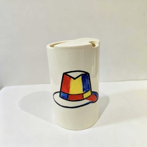 Custom Handpainted Ceramic Porcelain Coffee Cup - Personalized Toque Hat Design for Holiday Gifts