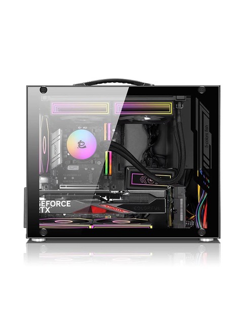 Portable MicroATX Mid Tower PC Case with USB 3.0 Type-C Interface Aluminum Alloy Desktop Gaming Computer SPCC Glass