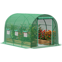 Serre tunnel en PE robuste et imperméable pour l'extérieur, grande serre à entrée piétonne pour l'extérieur avec fenêtres en maille ventilée