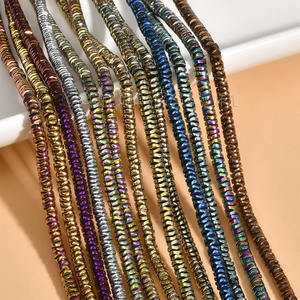 Perles ondulées en <span class=keywords><strong>pierre</strong></span> d'<span class=keywords><strong>hématite</strong></span> Heishi or noir et argent, perles d'<span class=keywords><strong>hématite</strong></span> plaquées or rose pour la fabrication de bijoux - Product Image 1