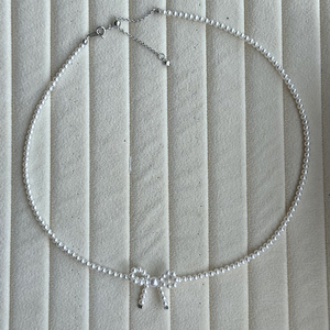 Chất lượng cao tự nhiên nước ngọt ngọc trai vòng cổ với Bowknot, độ bóng cao, không có nhược điểm, dày S925 bạc clasp, điều chỉnh chiều dài - Product Image 4