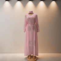 Robe Caftan Streetwear Modeste à Imprimé Numérique, Tissu Respirant Écologique, Longueur Ras du Sol, Sans Manches, Idéale pour les Soirées