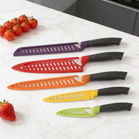 Couteaux de cuisine en acier inoxydable 3Cr13 Chef Star 5 pièces en gros avec manche en plastique et étui, compatibles lave-vaisselle, design moderne