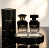 Flacon de parfum en verre carré au design moderne, fond épais, 100 ml, flacon vide avec bouchon et emballage de luxe