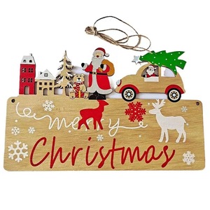 Adorno Navideño de Madera con Forma de Copo de Nieve, Rectangular, Cortado con Láser, Decoración Colgante de Madera de Paulownia, a Todo Color, Ecológico, Decoración para Puerta - Product Image 3