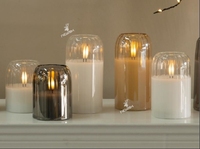 Tasse en verre électrolytique gris ambre bougie Led claire 3D flamme scintillante AA alimenté par batterie bougie lumière vraie cire qualité bougie Led