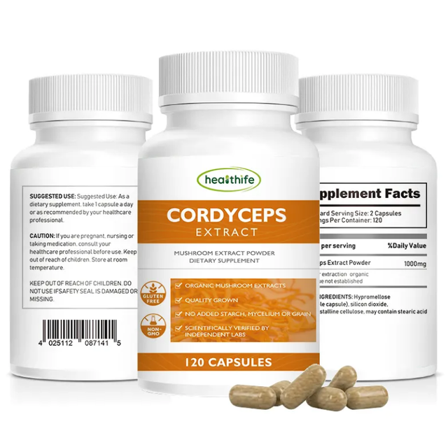 Healthife Supply Supplements Cordyceps Extract Powder, Cordyceps Capsules