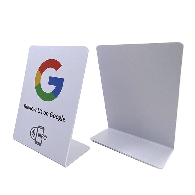 Acrylic Stand NFC RFID Review Stand Table Tag Logo QR Code Printing 215 NFC Stand