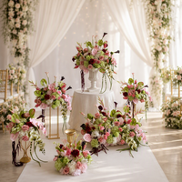 QSLH Composition florale artificielle Anthurium et Boule de Calla Lily, rose et verte, pour décoration d'événements et de fêtes