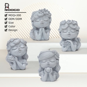 Moderna arte nordica <span class=keywords><strong>in</strong></span> calcestruzzo volto <span class=keywords><strong>vasi</strong></span> di piante con fioriera artificiale ornamento statua smalto opaco vaso di fiori soggiorno arredamento per la casa - Product Image 1