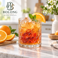 Verre à whisky personnalisé avec logo, 280 ml, en verre gaufré, style Old Fashioned, base épaisse, pour cocktails, cadeau pour homme, Bolong