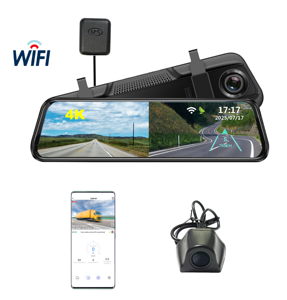 Espejo de pantalla táctil completa de 9,66 pulgadas para coche WiFi 4K + 2K 2 canales DVR espejo retrovisor GPS App Control Clip en versión espejo - Product Image 6