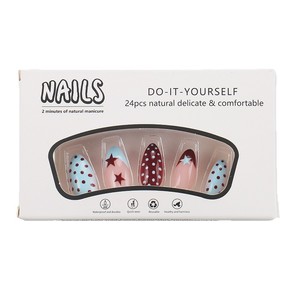 <span class=keywords><strong>Faux</strong></span> <span class=keywords><strong>ongles</strong></span> à pression Stiletto, bleu et <span class=keywords><strong>bordeaux</strong></span> à pois avec motif étoile, <span class=keywords><strong>faux</strong></span> <span class=keywords><strong>ongles</strong></span> réutilisables en ABS pour femmes - Product Image 6