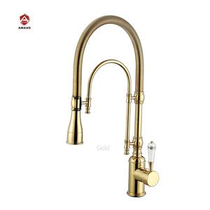 Grifo mezclador de cocina de <span class=keywords><strong>Casa</strong></span> Dorada de lujo <span class=keywords><strong>Aida</strong></span>, grifo mezclador de agua fría y caliente de cerámica moderno para fregadero de cocina - Product Image 1