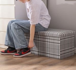 Pouf Ottoman Pliable Carré Grand 38x38x38cm Repose-Pieds pour Chaise Salon - Product Image 1